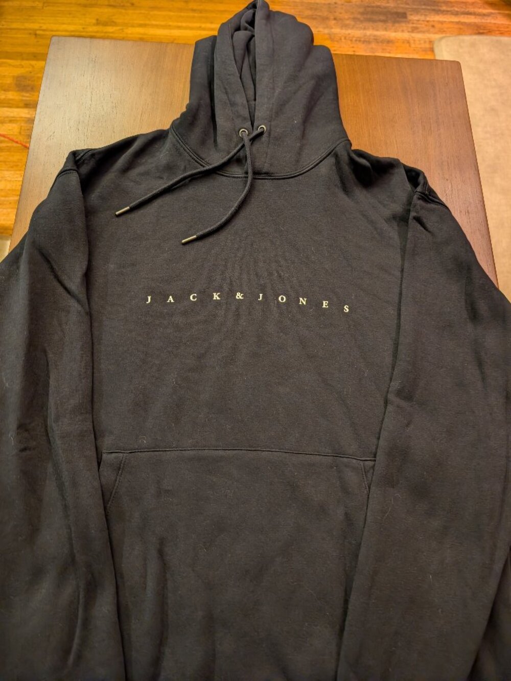 Jack & Jones Men's Black Embroidered Minimalist Logo Hoodie Size XL